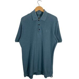 Rag & Bone Embroidered Dagger Logo Pique Knit S/S Polo Shirt Blue Size Large